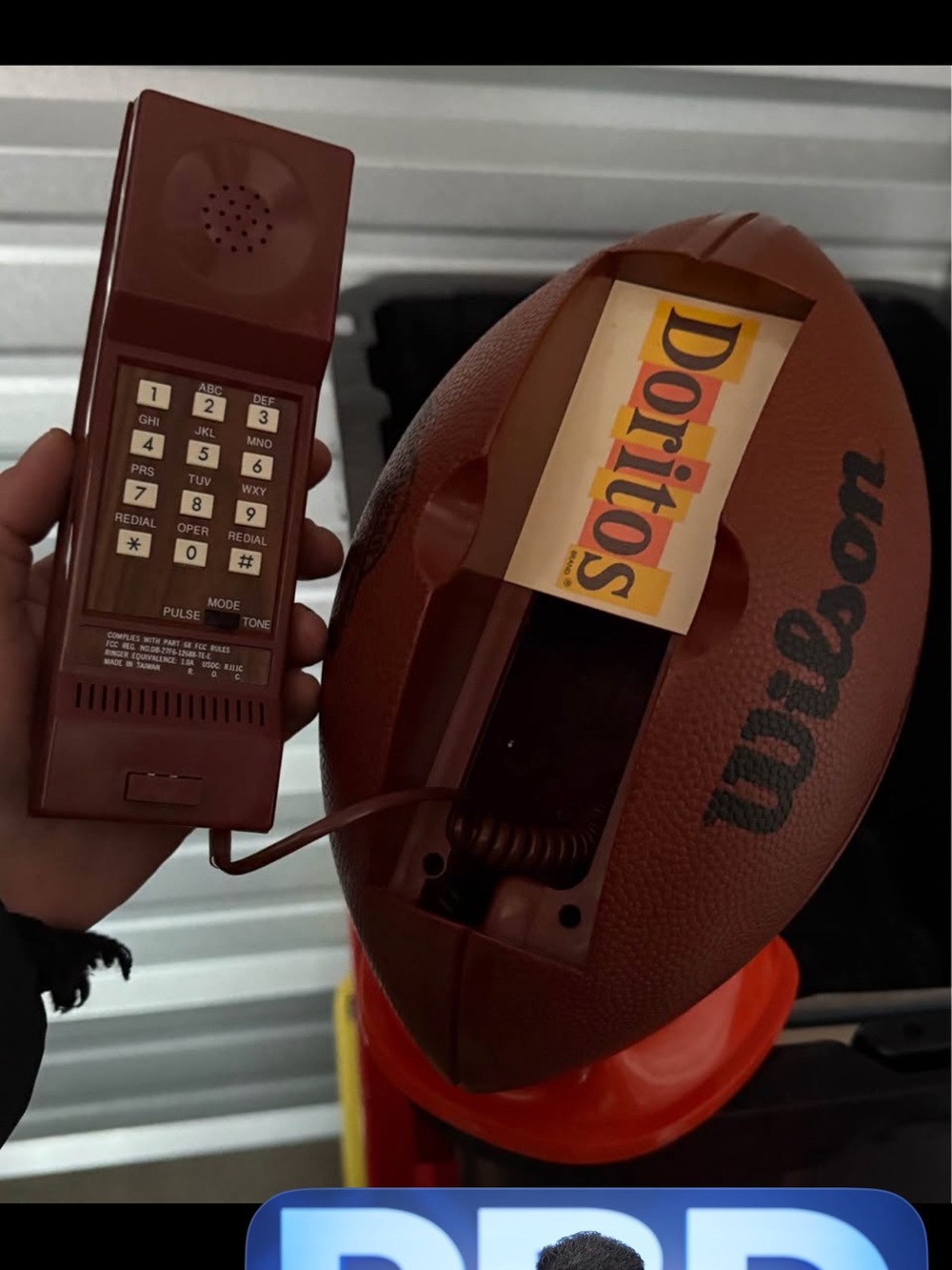 Wilson Brown Football-Shaped Corded Phone with Handset Super Bowl
